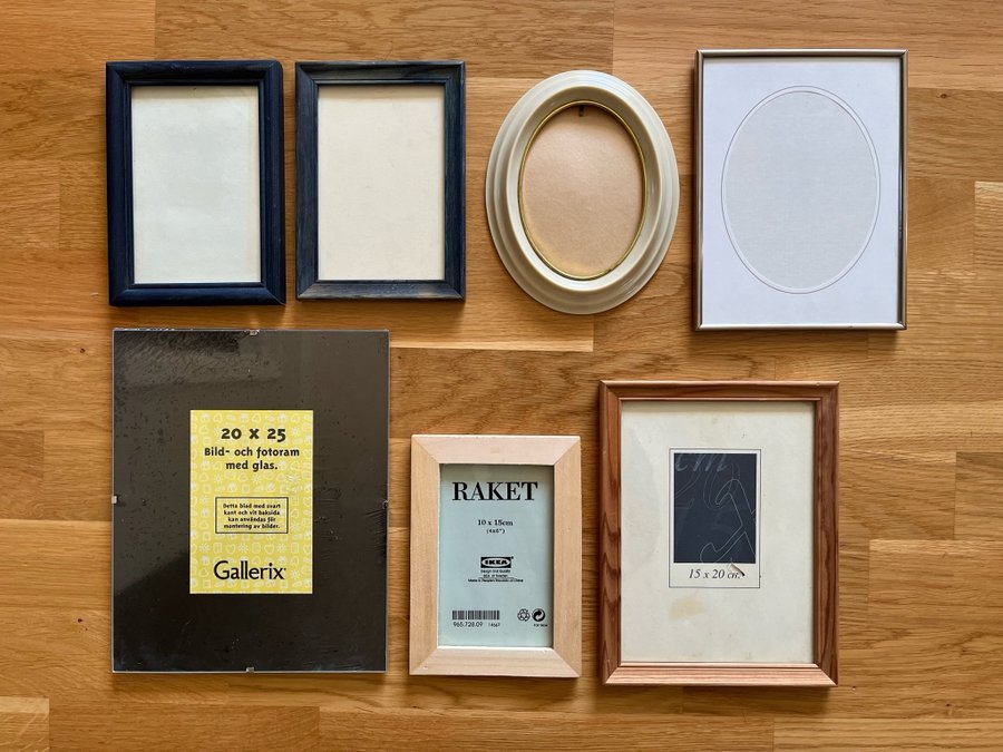 Paket ramar fotoramar tavelramar glas ram vintage inredning använt oanvänt