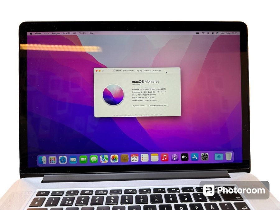 MacBook Pro (Retina, 15 tum, mitten 2015) - 16GB RAM, 256GB SSD