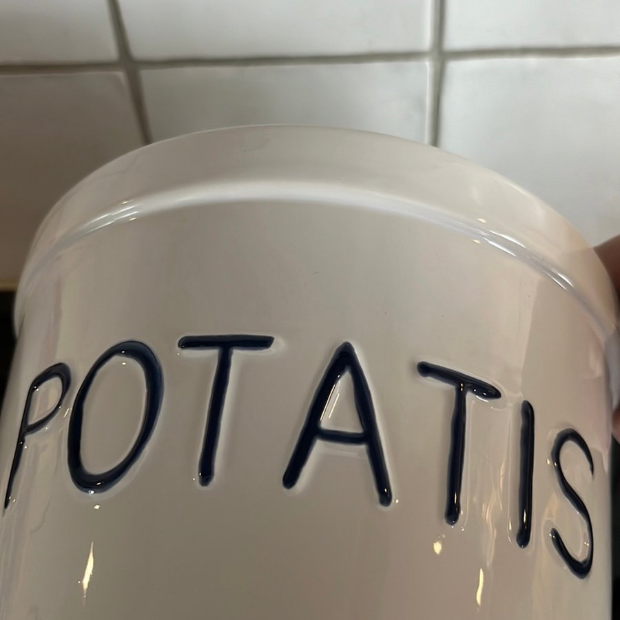 Stor skål med text för potatis jättefint skick