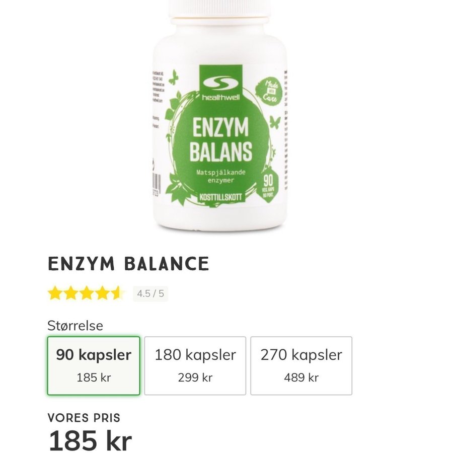 Enzyme balance kosttilskud