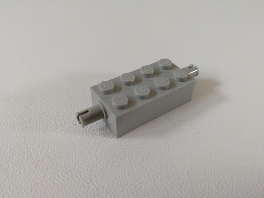 Lego - brick - bit med pin 2x4 - part 6249 - ljusgrå (old light gray)