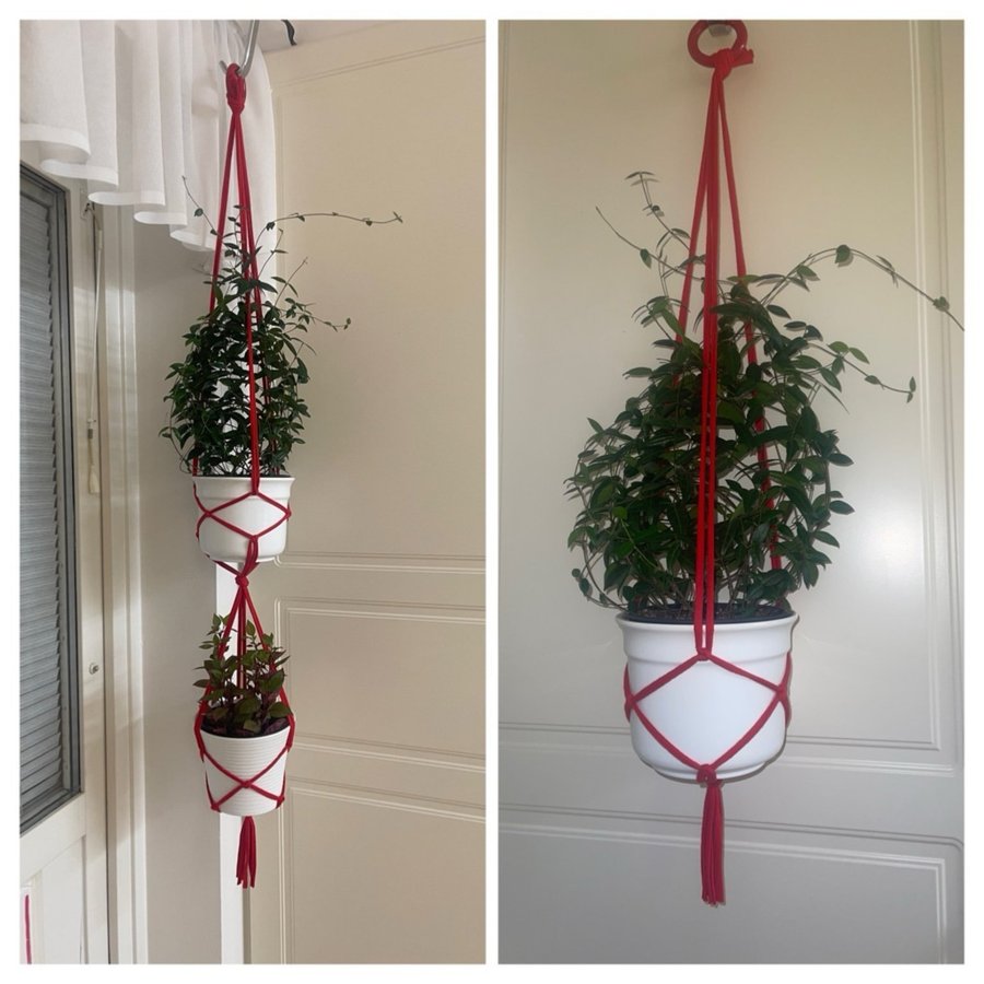 Fyra styck röda Amplar för blomkrukor makramé Hanger för plants