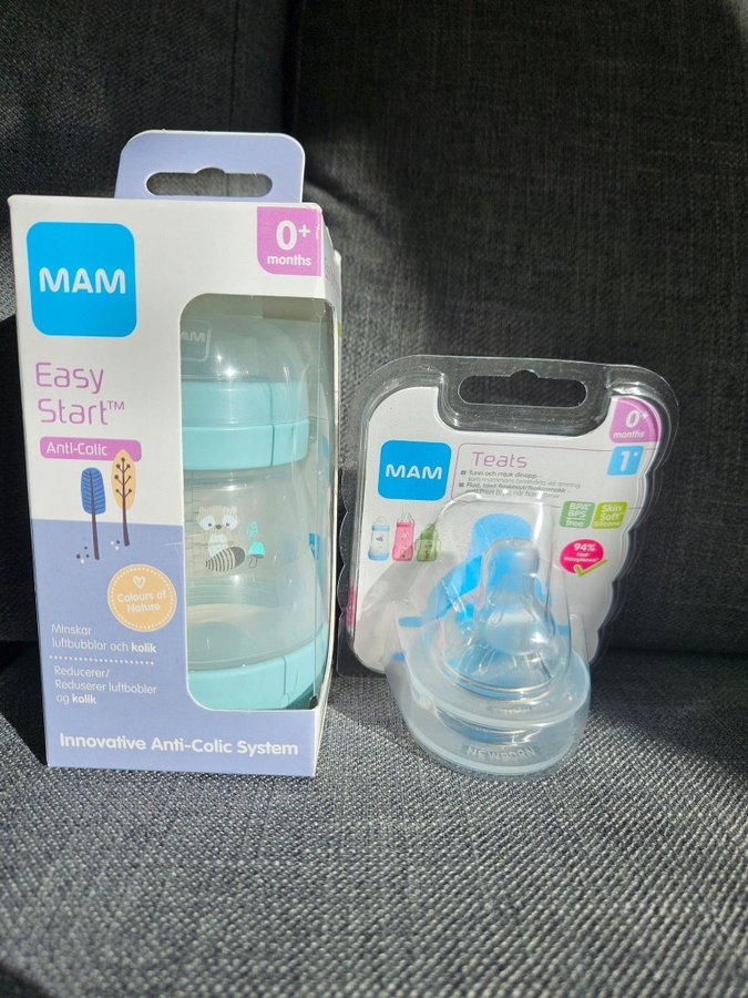 Kit med MAM Easy Start Anti-Colic 160 ml flaska med napp +2st extra nappar