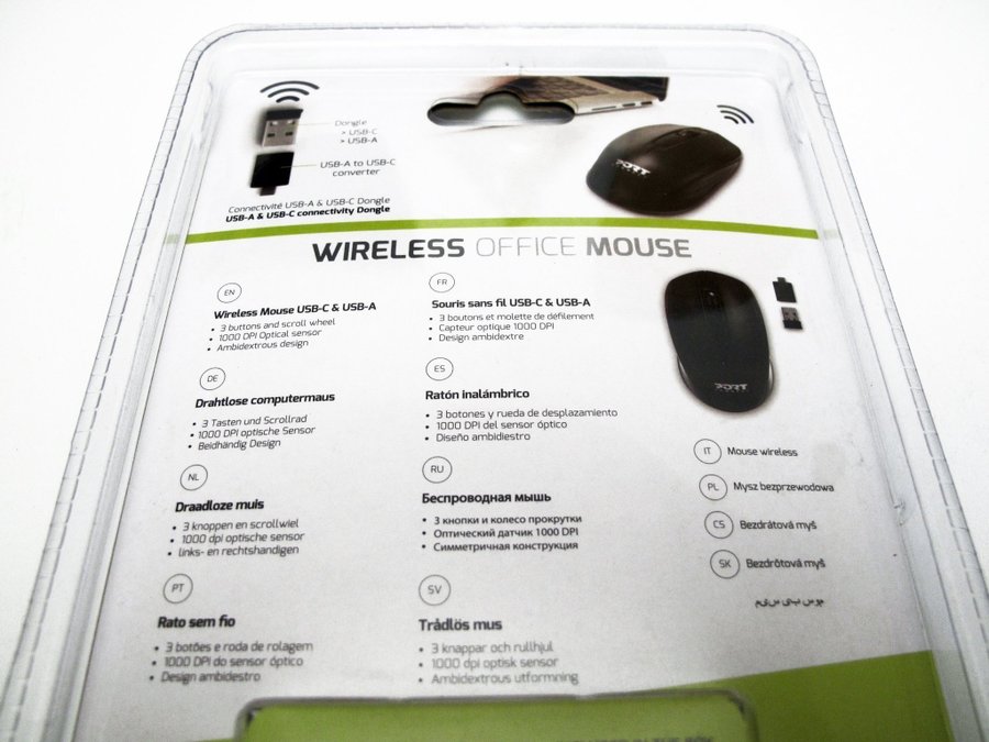 Wireless Office Mouse PORT CONNECT 2.4GHz USB A USB C (trådlös mus) Ny!