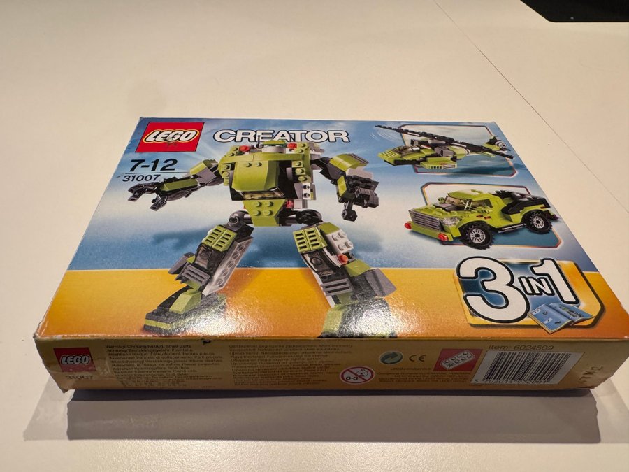 Lego Creator 3-i-1 31007 - Robot, Helikopter  Bil, 100% komplett i toppskick!