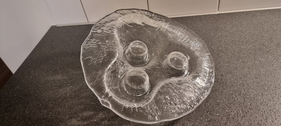 VULKAN LJUSBRIKA I GLAS med 3st LJUSPUNKTER av MUURLA /HAND MADE / FINLAND