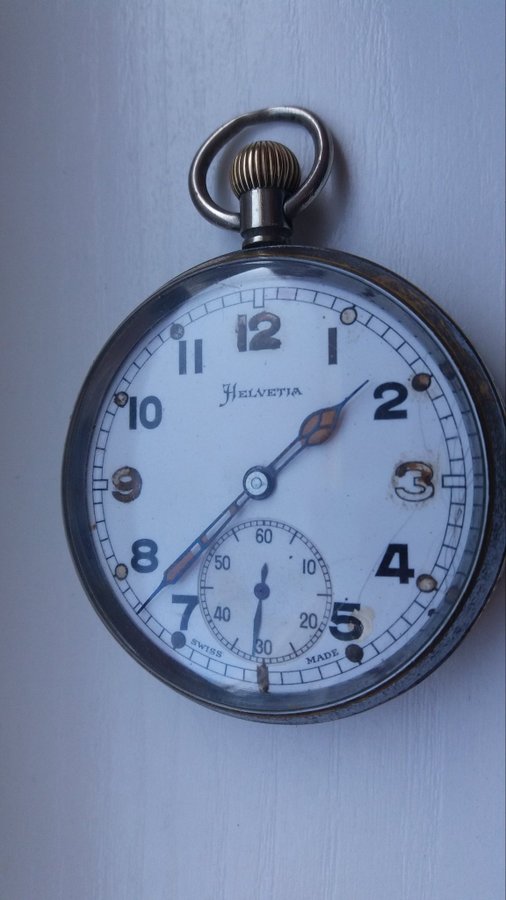 Military pocket watch'' Helvetia'' GSTP Switzerland for Great Britain ~1940s