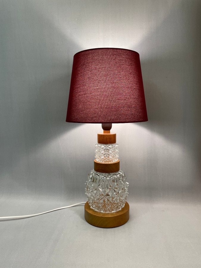 Retro Bordslampa i teak och glas