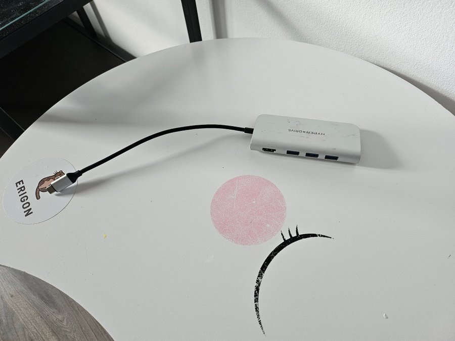 HyperDrive USB-C Hub, 7-in-1 Adapter, Grå / Gray, Använd / Used, Fungerar