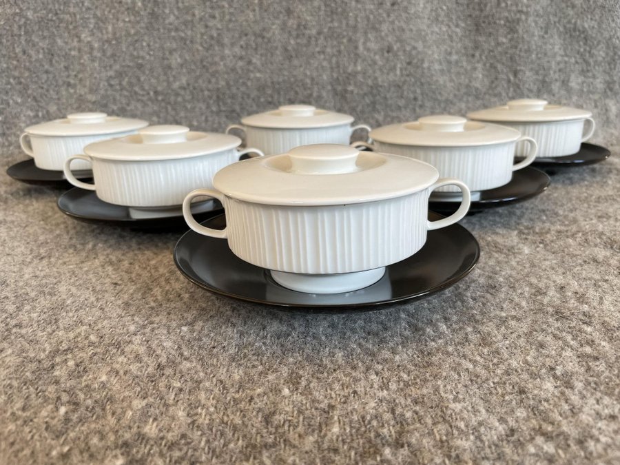 studio line buljongkoppar soppskålar efterrättsskålar 6 st - PORCELAINE NOIRE -