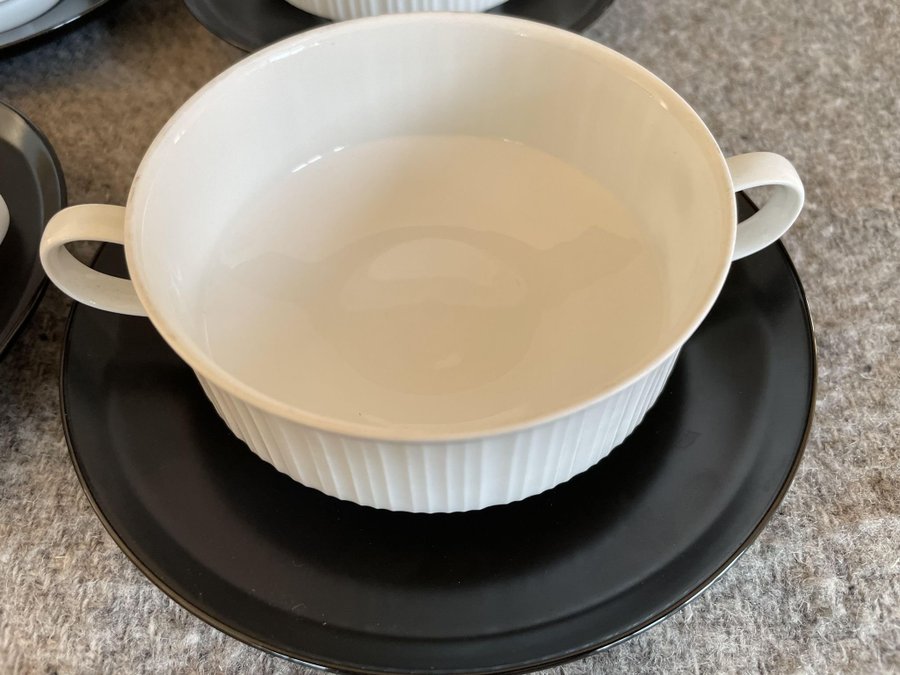 studio line buljongkoppar soppskålar efterrättsskålar 6 st - PORCELAINE NOIRE -