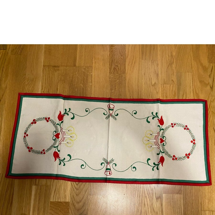 Vacker Julduk med broderi, bordlöpare ca 30x70cm