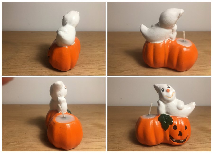 Vintage retro antik 60-tal 70-tal Halloween spök pumpa Ljus Stearinljus dekorati