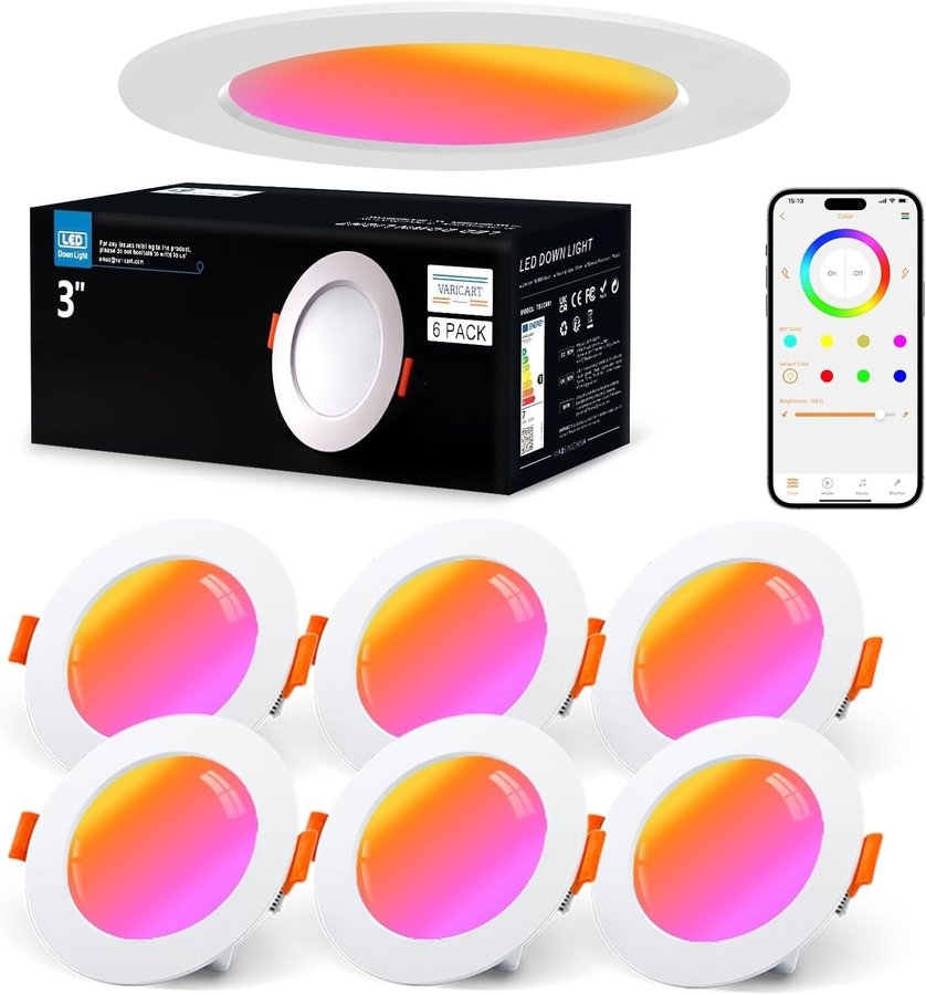 6x NYA Infällda dimbara LED-spotlights | Alexa | 7 W | RGB | 5000k | 660 lm |App