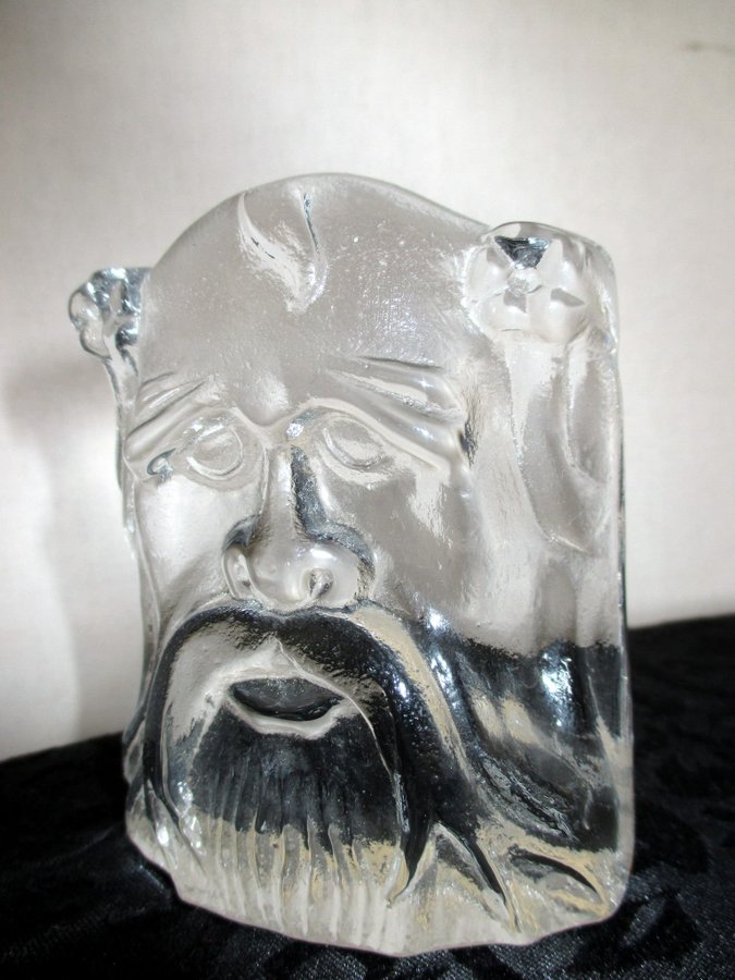 + - Glasblock glasfigurin - Nybro Crystal Sweden Viking - +