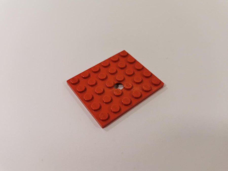 Lego - platta - med hål - 5x6 - part 711 - röd