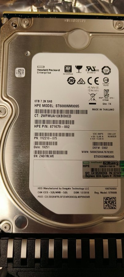 HPE 871679-002 6-TB 12G 7.2K 3.5 SAS