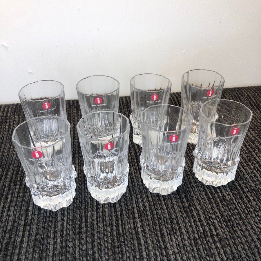 8 st - Iittala - Pallas - Snapsglas - Shotglas - glas