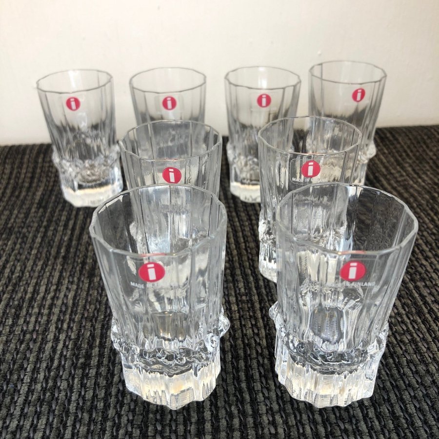 8 st - Iittala - Pallas - Snapsglas - Shotglas - glas