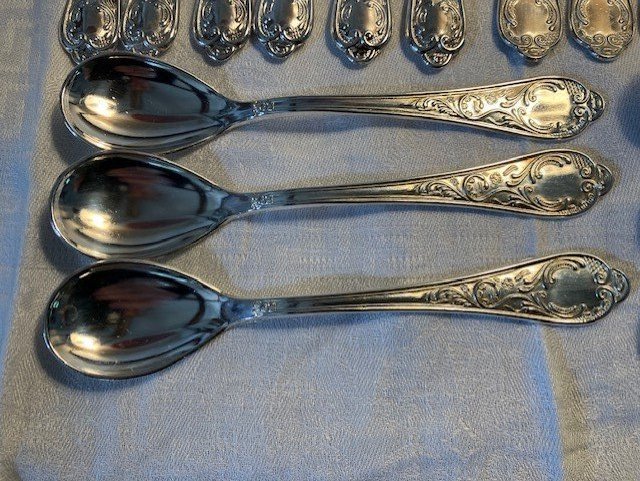 Vackra Tårt/Bakelse/Dessertbestick och tårtspade 6 pers Silverplated ITALY