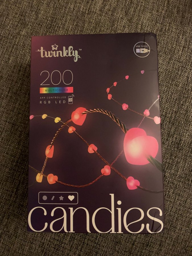 Twinkly Candies 200 LED-lampor med hjärtformade lampor