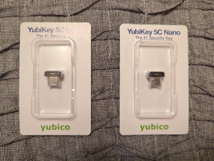 Yubikey 5C Nano ny i oöppnad förpackning kvitto