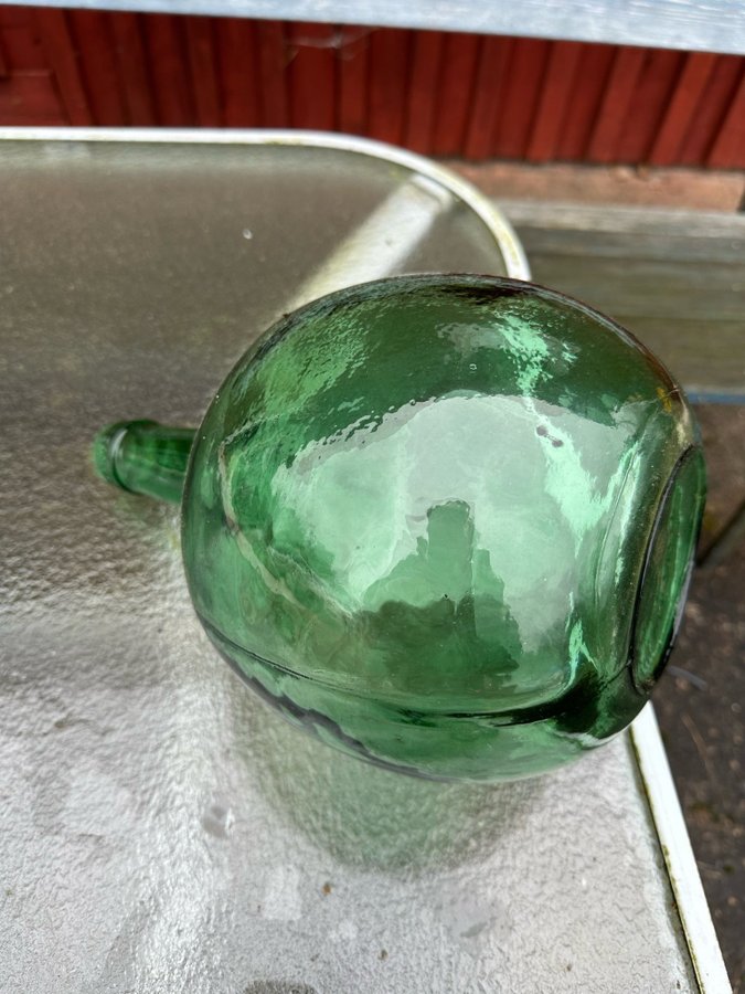 Vintage V.levantic grön damejeanne ballongflaska flaska glas äldre retro