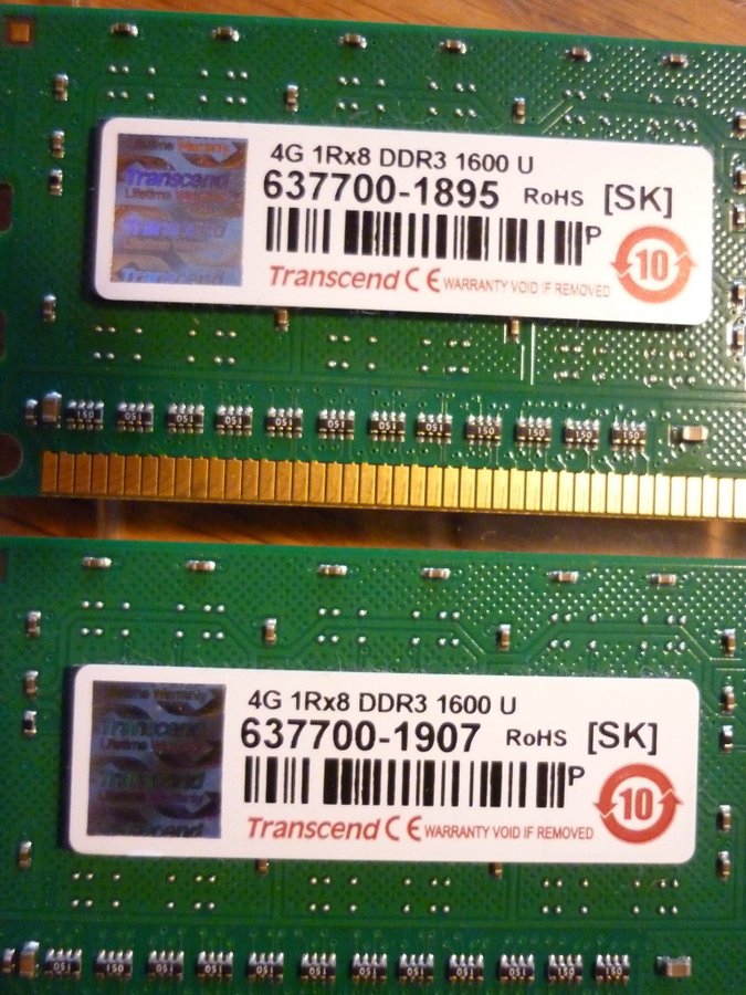 2 st 4GB DDR3 1600MHz RAM