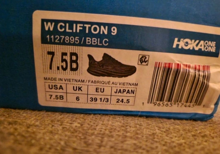 Hoka One One Clifton 9 Löparskor, Storlek 39 1/3