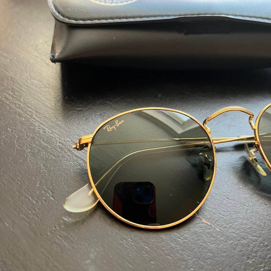 Ray-Ban Vintage Bausch  Lomb Runda Guldiga Solglasögon