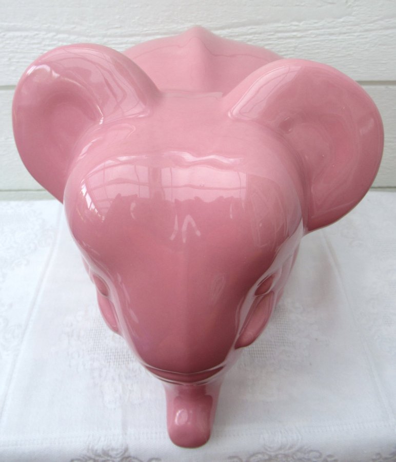 Stora elefanten Jie Keramik Gantofta rosa retro 80-tal etikett kitsch elefant