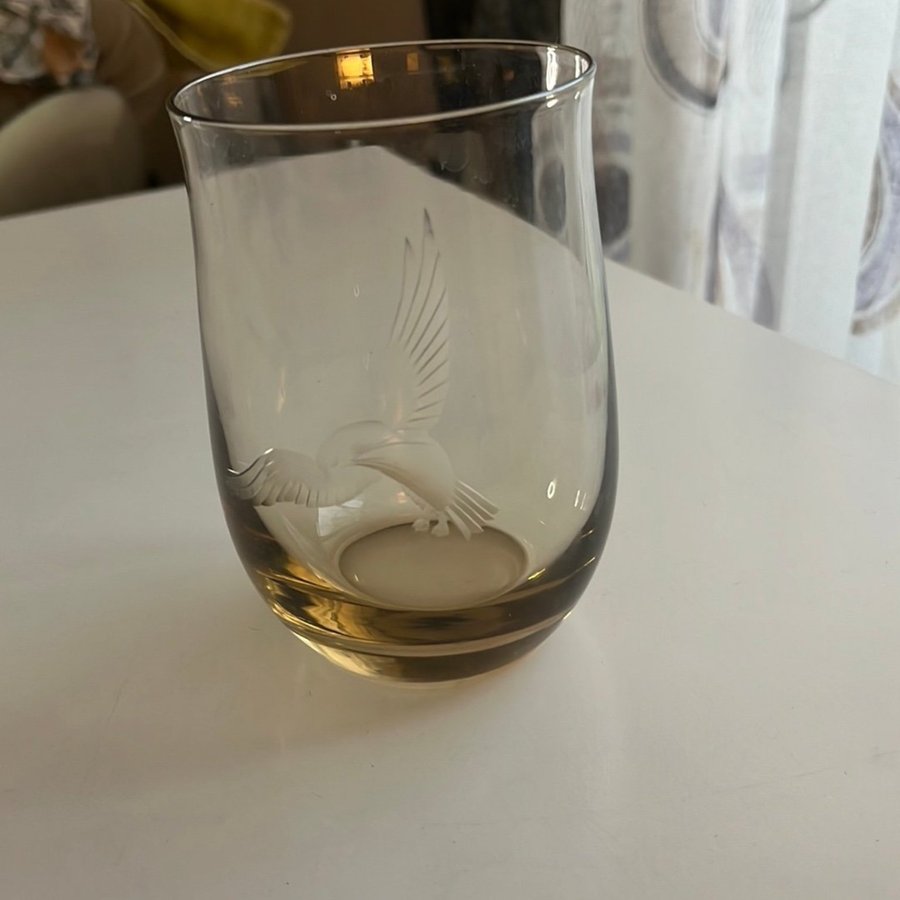 Glas med fågelmotiv