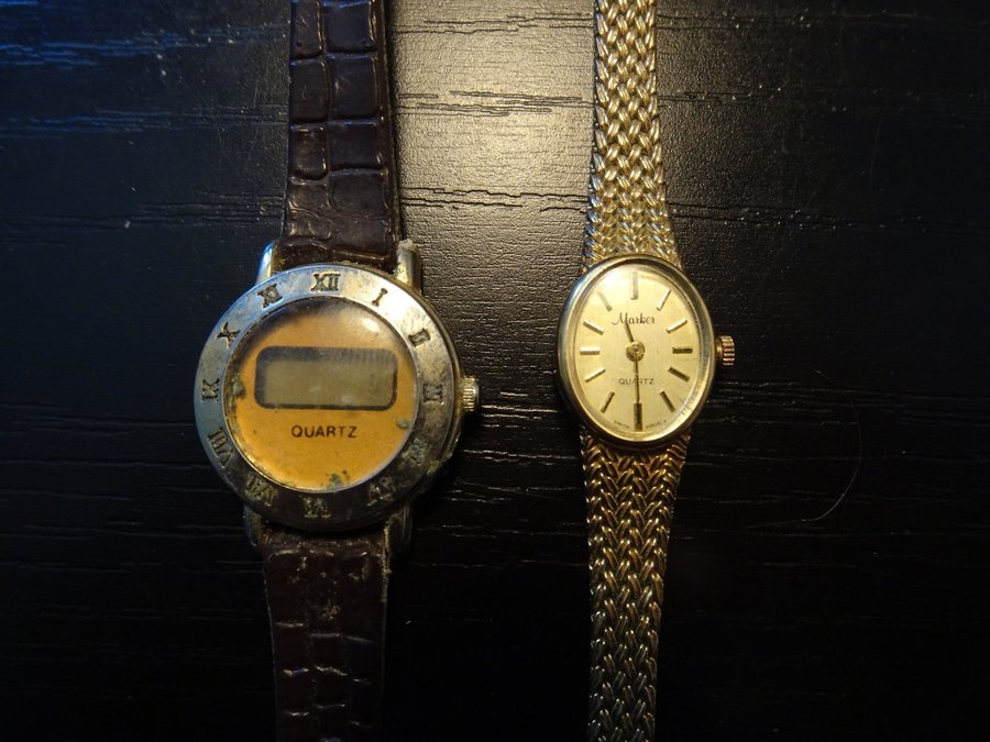 Quartz Marker och Quartz digital armbandsklocka,trasiga(Two wristwatches broken)