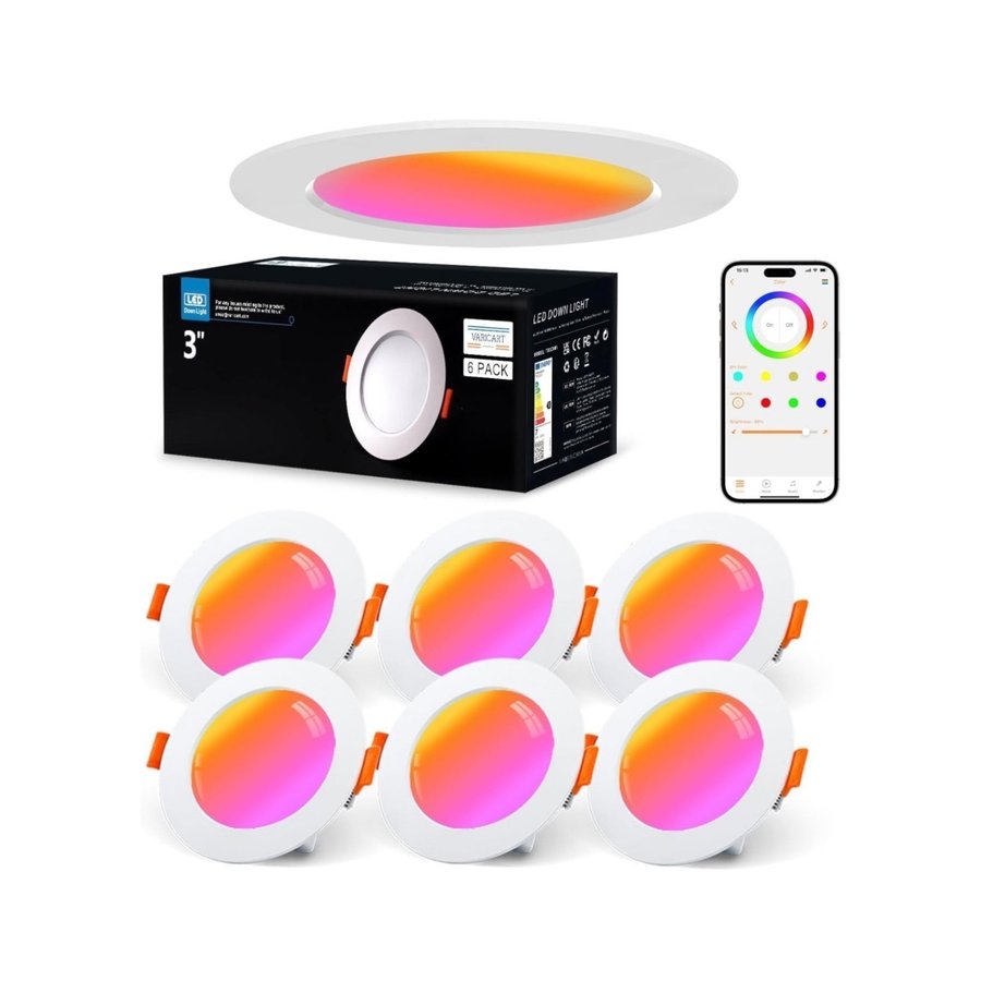 Downlights,infällbara dimbar LED-spotlights , 7 W RGB smart bluetooth/wifi