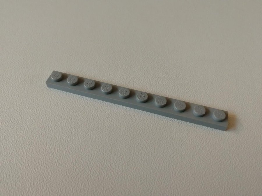 Lego - plate - platt - bas - 1x10 - part 4477 - ljusgrå (bluish)