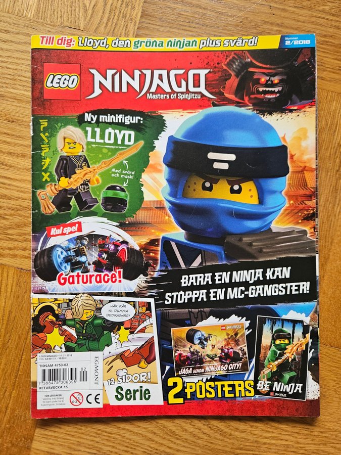 LEGO tidningar Ninjago club ninja spelkort affisch Kai vykort eldens styrka