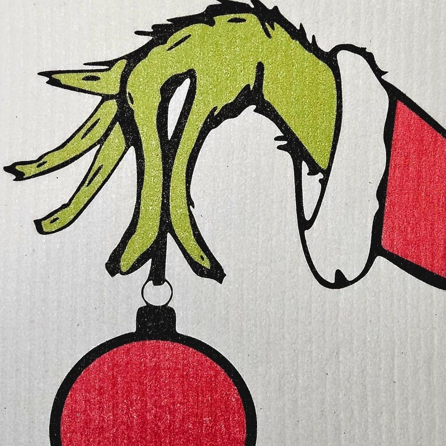 Disktrasa wettex duk med tryck Grinch Christmas Jul