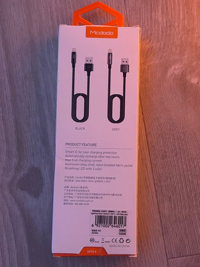 Smart Lightning laddkabel 12m NY!