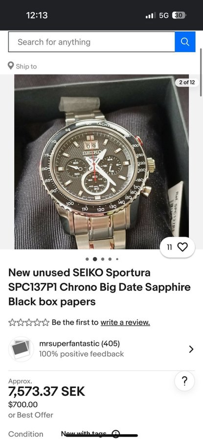 Rare Seiko Sportura black