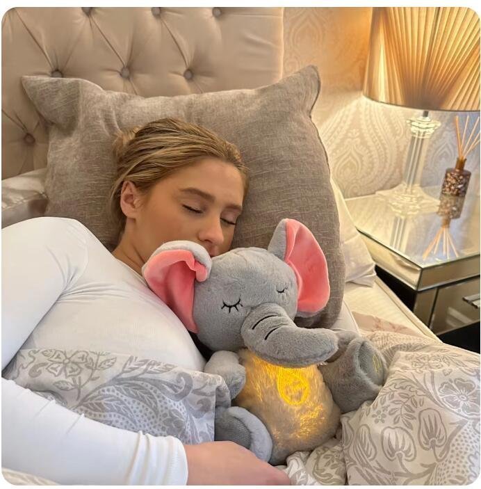 32cm Baby Breathing Soothing Elephant Plush Doll Toy Sleeping Companion