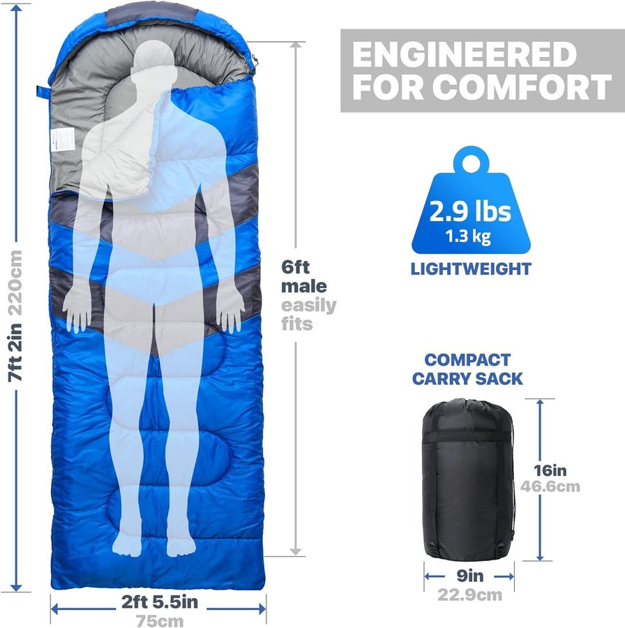 NY Kvalitativ sovsäck | 220 x 75 cm | 13kg | 44°C till 25°C | Ordpris 389kr