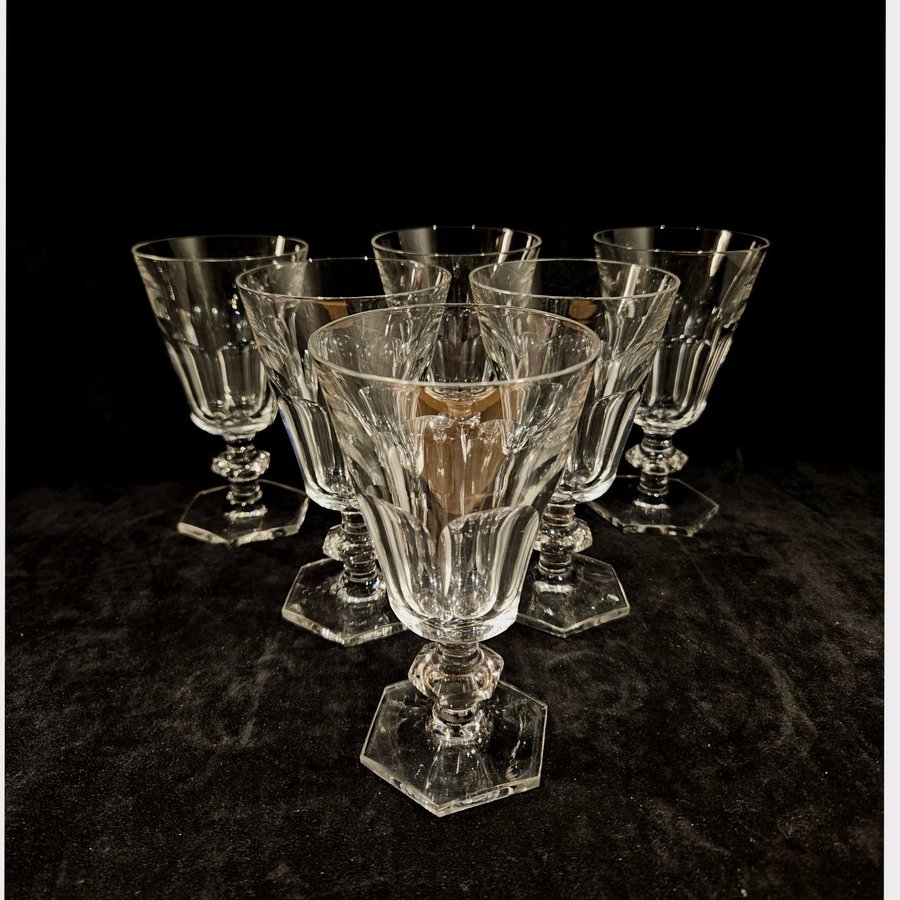 6 ANTIKA VINGLAS 25cl BODA GLASBRUK "Antik 2" 1930-tal ca