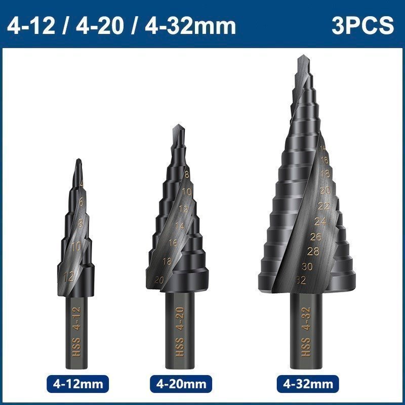 Step Drill Bit Metal HSS Cobalt Step Cone Wood Metal Hole Cutter Drilling Tool