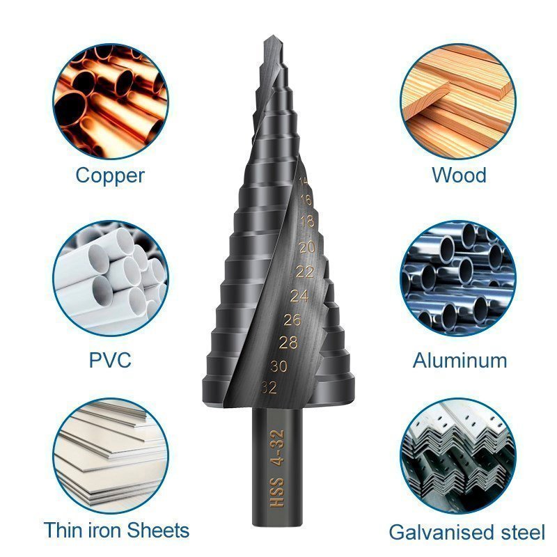 Step Drill Bit Metal HSS Cobalt Step Cone Wood Metal Hole Cutter Drilling Tool