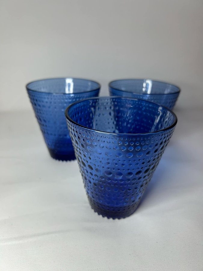 Iittala ”Kastehelmi”, dricksglas 3 st, ultramarinblå