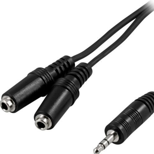 DELTACO ljudkabel (2m), Y-splitter 3,5 mm ha - 2x 3.5mm ho (MM-11) (NY)