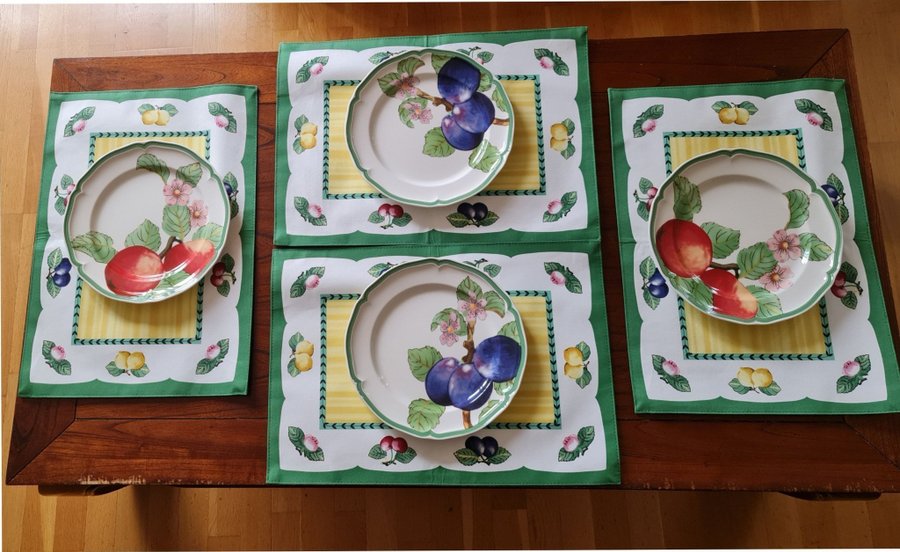 Villeroy  Boch French garden 4 tallrikar + 4 bordstabletter. NYA!