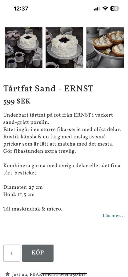 Ernst tårtfat Nytt  oanvänt