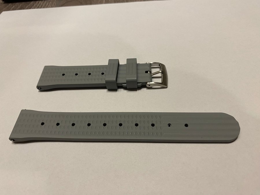 Klockband waffle FKM gummi 22mm grå