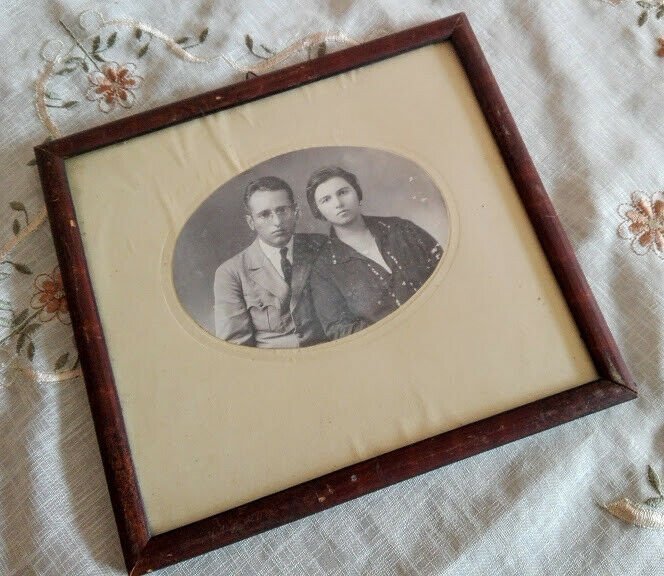 Antique Framed Black/White Photo, Old  Original